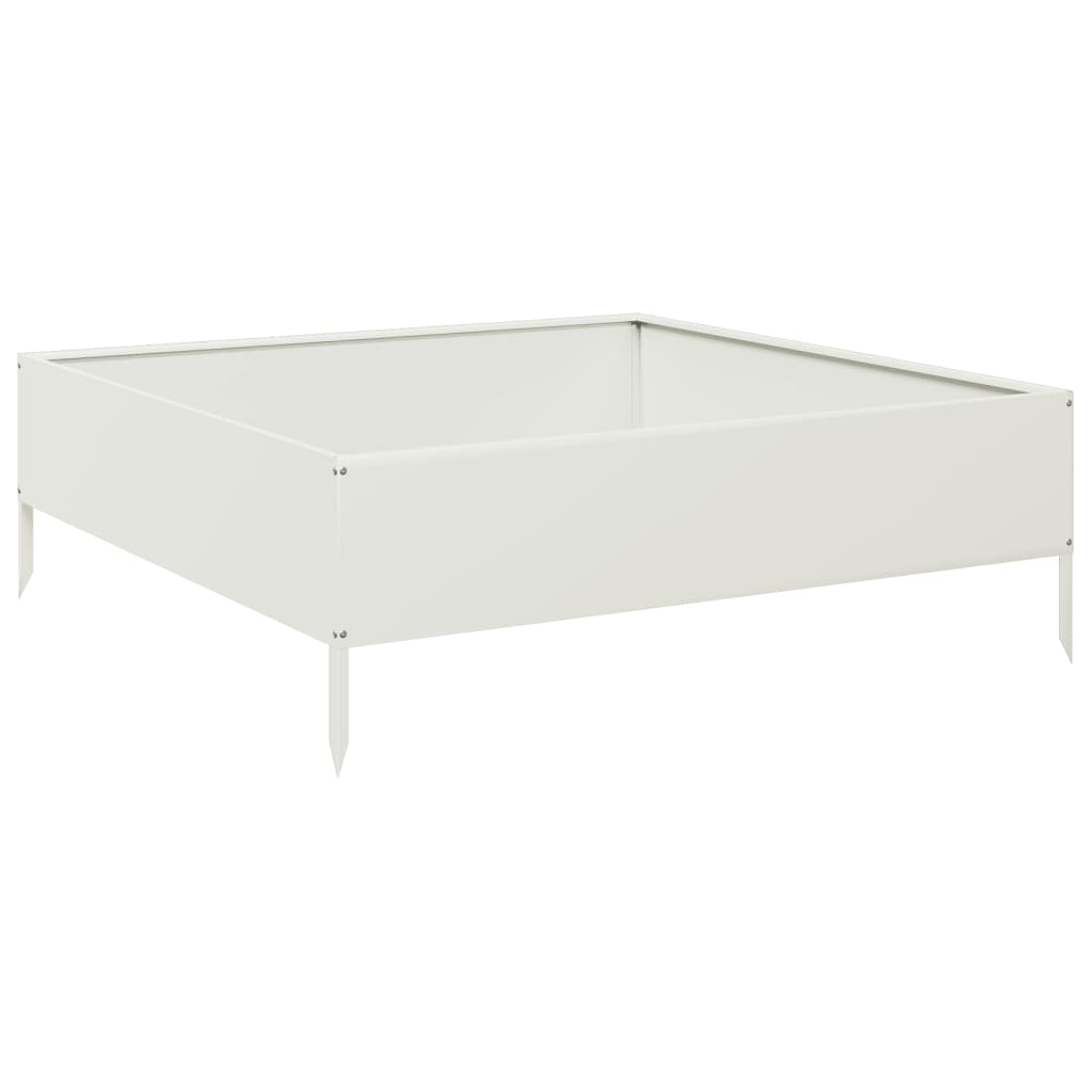 vidaXL Podwyższona donica, biała, 100x100x33,5 cm, stal