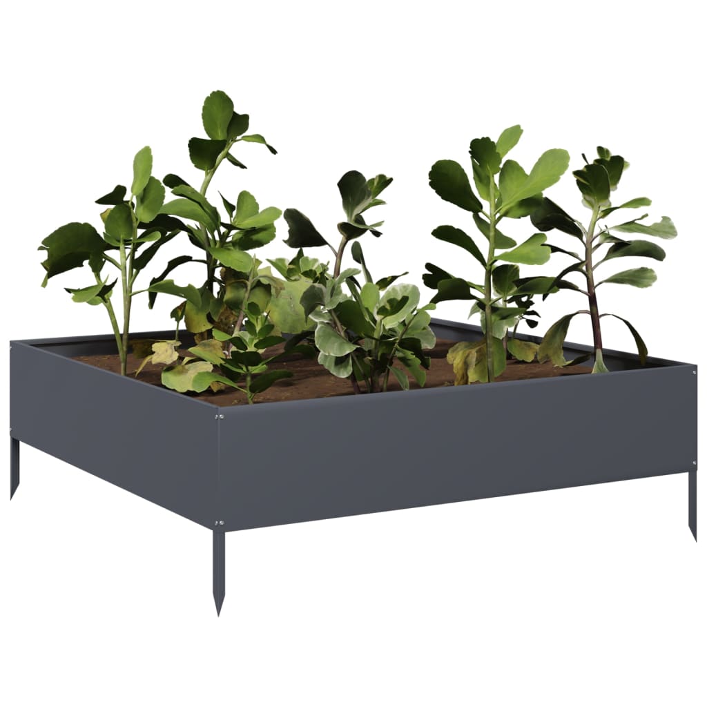 vidaXL Podwyższona donica, antracytowa, 100x100x33,5 cm, stal