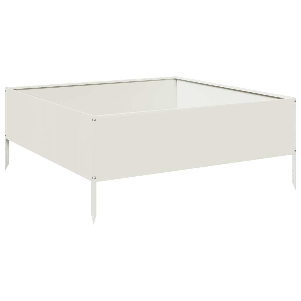 vidaXL Podwyższona donica, biała, 100x100x41 cm, stal