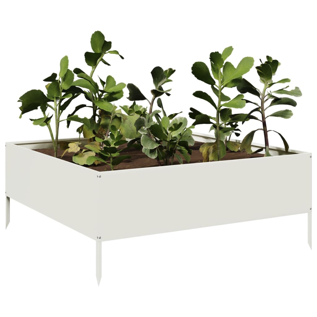 vidaXL Podwyższona donica, biała, 100x100x41 cm, stal
