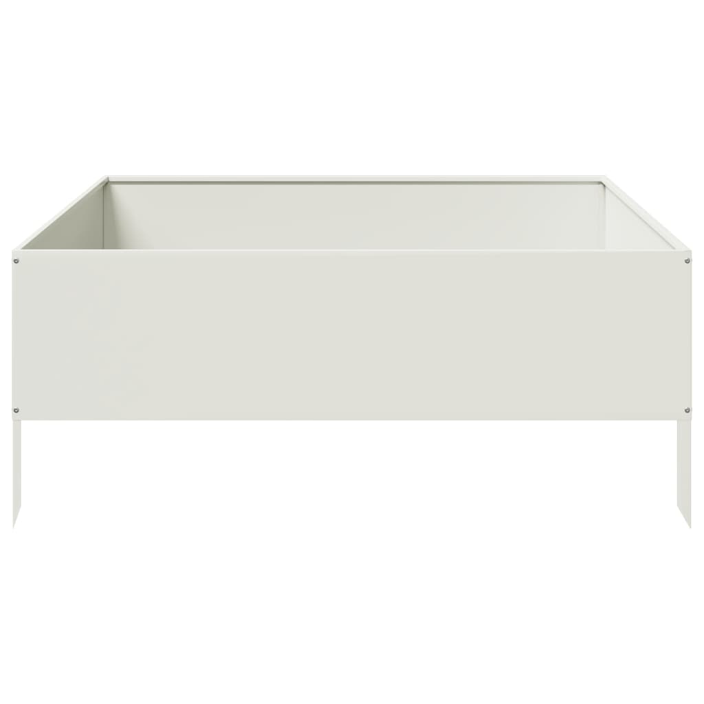 vidaXL Podwyższona donica, biała, 100x100x41 cm, stal
