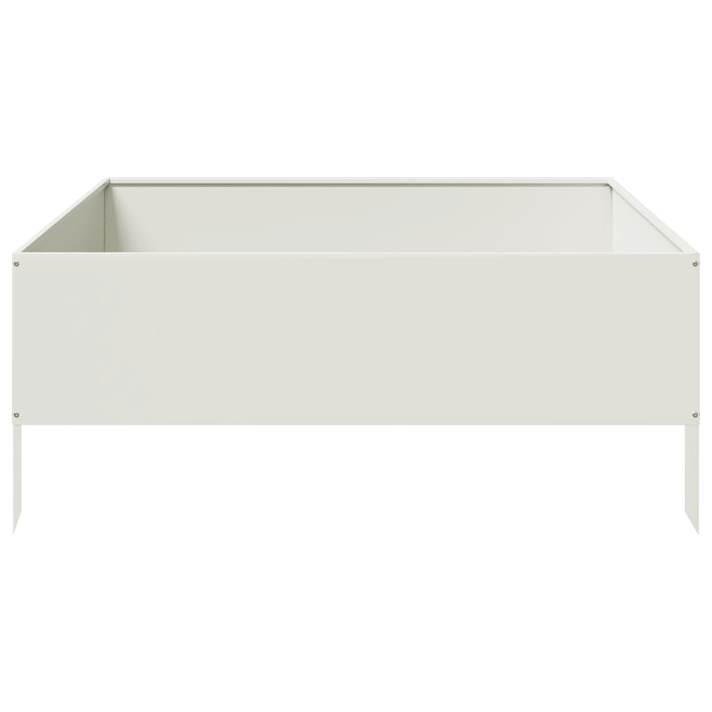 vidaXL Podwyższona donica, biała, 100x100x41 cm, stal