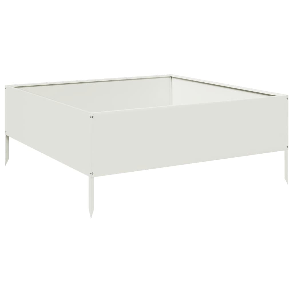 vidaXL Podwyższona donica, biała, 100x100x41 cm, stal