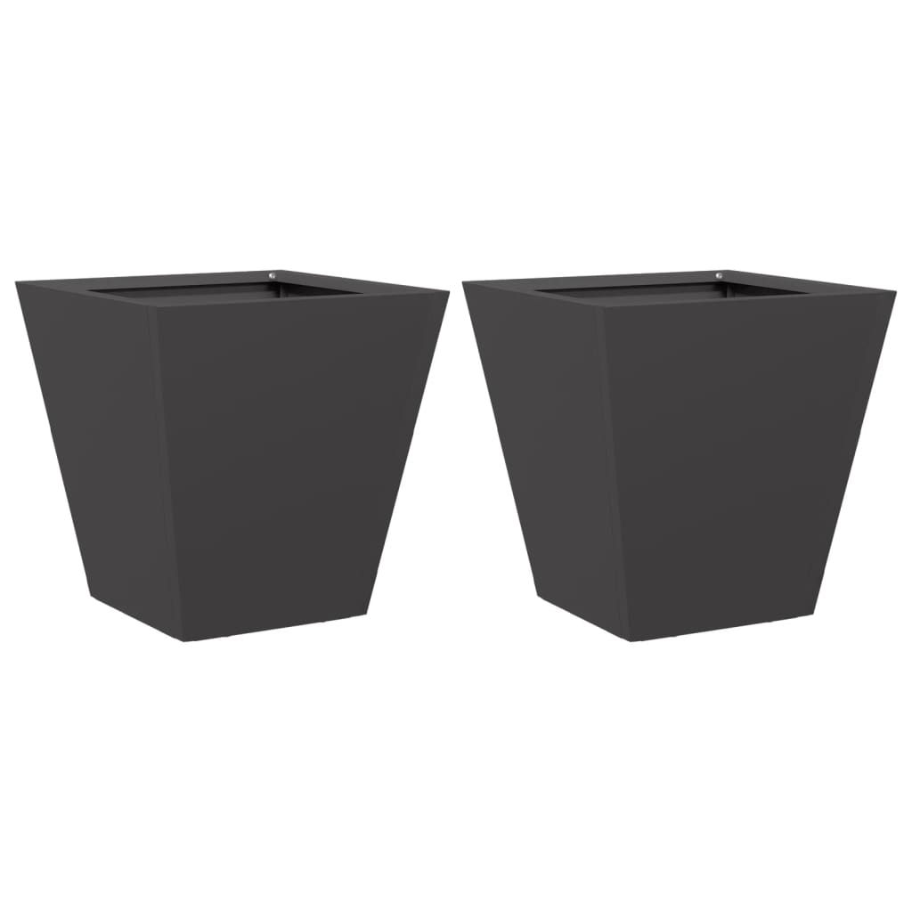 vidaXL Donice ogrodowe, 2 szt., czarne, 30x30x30 cm, stalowe