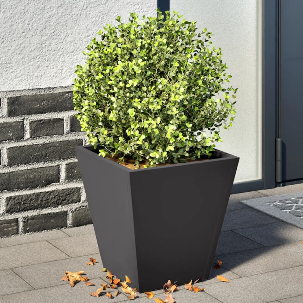 vidaXL Donice ogrodowe, 2 szt., czarne, 30x30x30 cm, stalowe