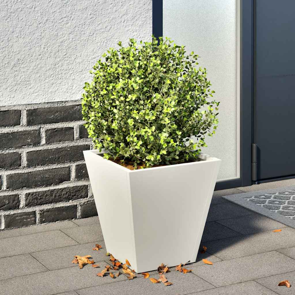 vidaXL Donica ogrodowa, biała, 30x30x30 cm, stalowa