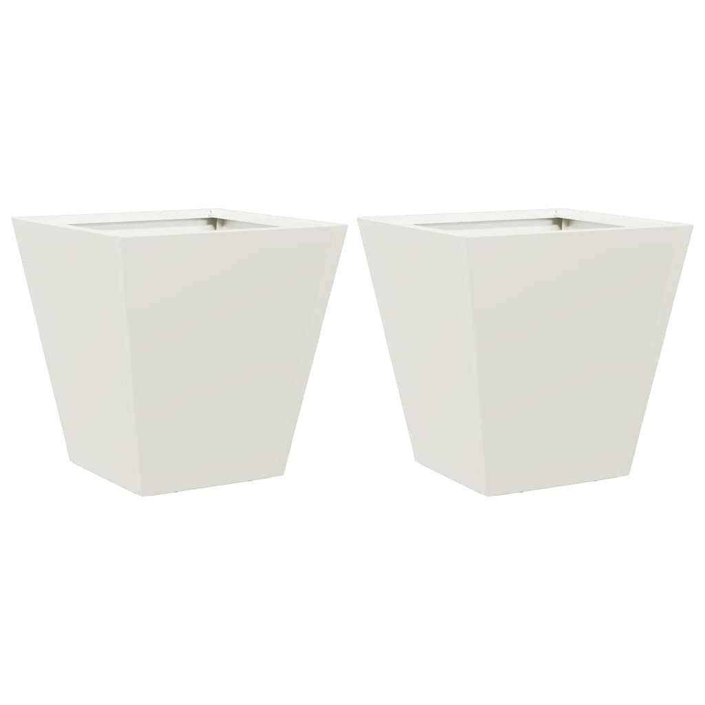 vidaXL Donice ogrodowe, 2 szt., białe, 30x30x30 cm, stalowe
