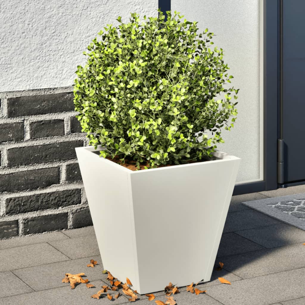 vidaXL Donice ogrodowe, 2 szt., białe, 30x30x30 cm, stalowe