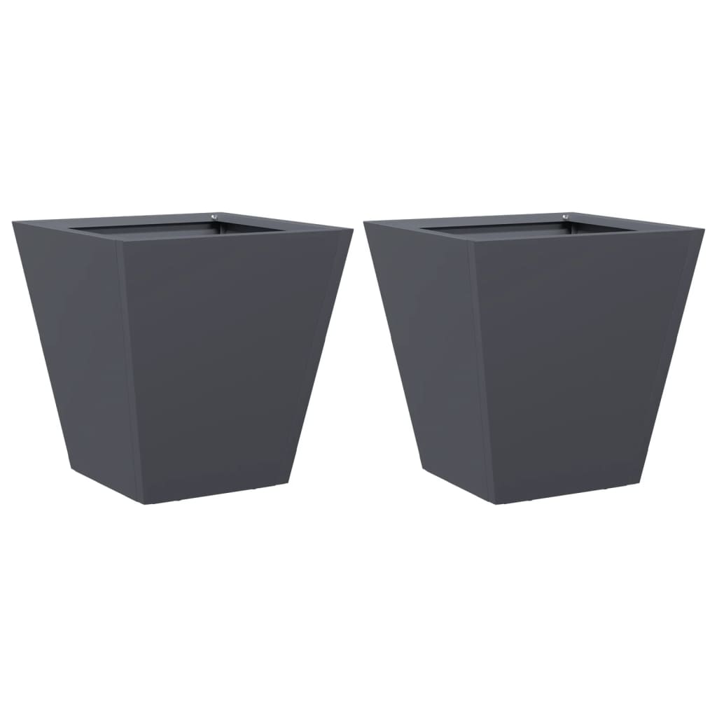 vidaXL Donice ogrodowe, 2 szt., antracytowe, 30x30x30 cm, stalowe