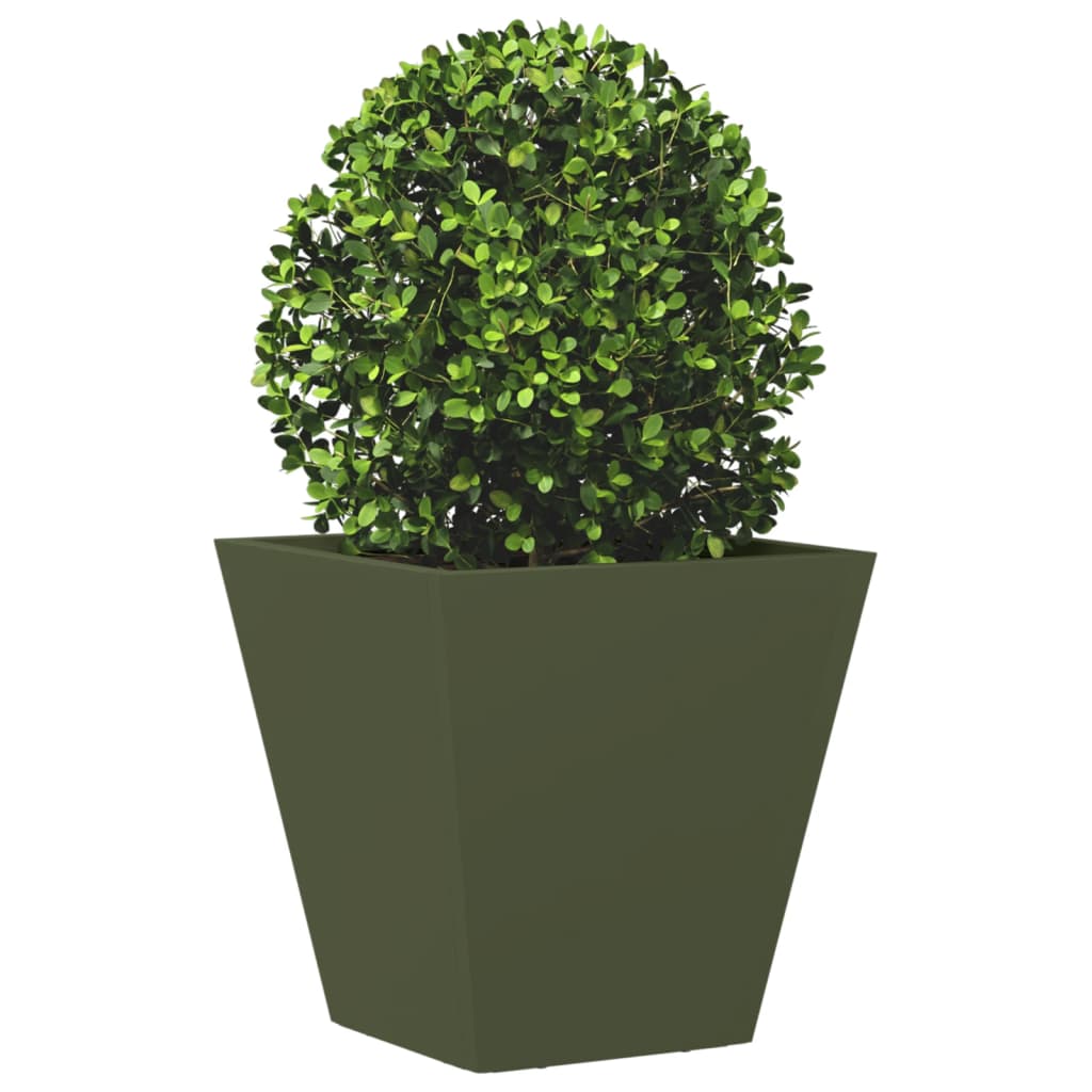 vidaXL Donica ogrodowa, oliwkowozielona, 30x30x30 cm, stalowa