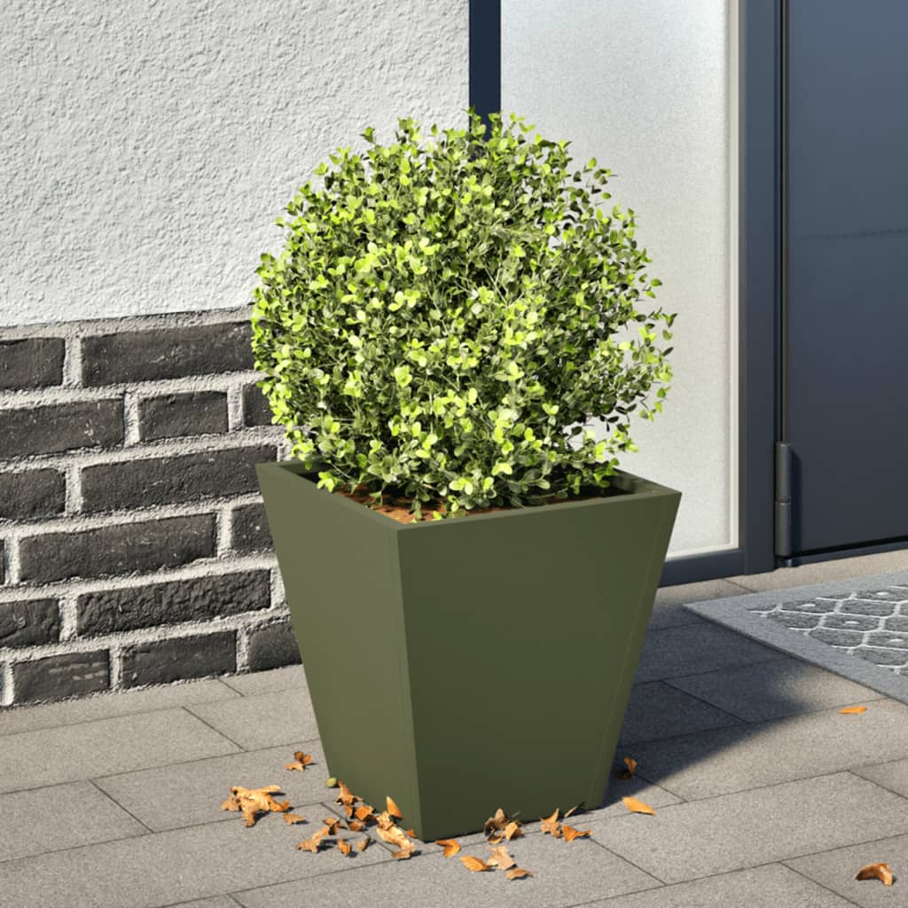 vidaXL Donica ogrodowa, oliwkowozielona, 30x30x30 cm, stalowa