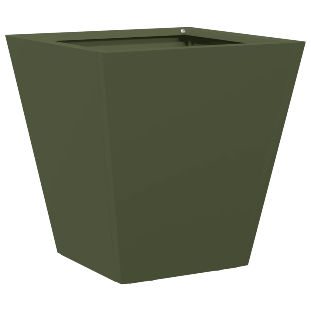vidaXL Donice ogrodowe, 2 szt., oliwkowozielone, 30x30x30 cm, stalowe