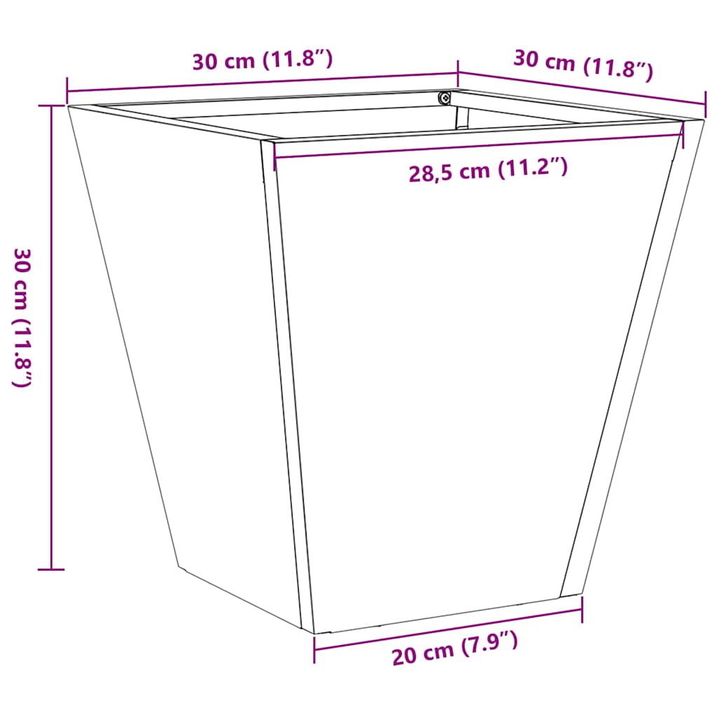vidaXL Donica ogrodowa, 30x30x30 cm, stal galwanizowana