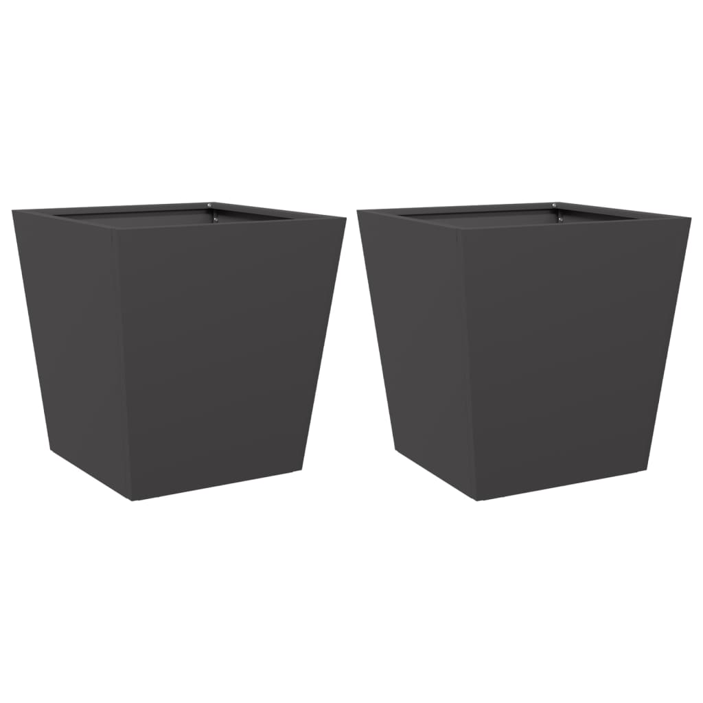 vidaXL Donice ogrodowe, 2 szt., czarne, 40x40x40 cm, stalowe