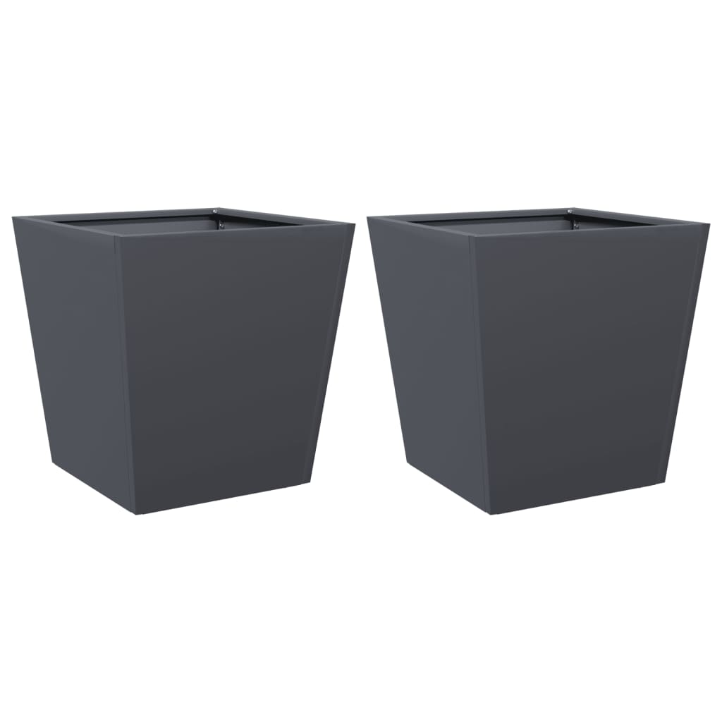 vidaXL Donice ogrodowe, 2 szt., antracytowe, 40x40x40 cm, stalowe