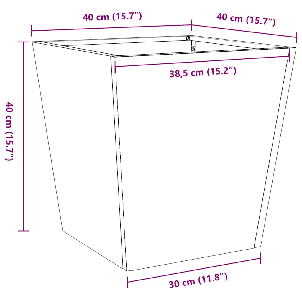 vidaXL Donica ogrodowa, 40x40x40 cm, stal galwanizowana