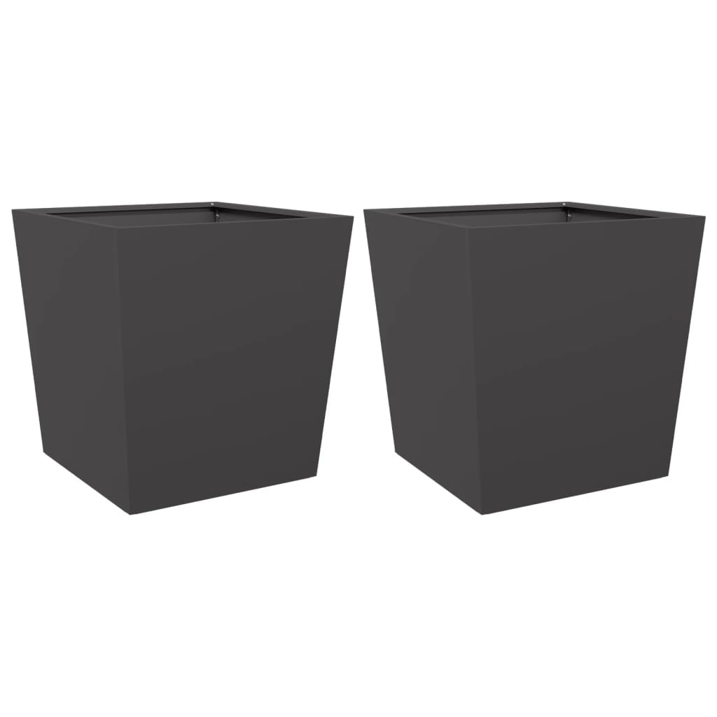 vidaXL Donice ogrodowe, czarne, 2 szt., 50x50x50 cm, stal