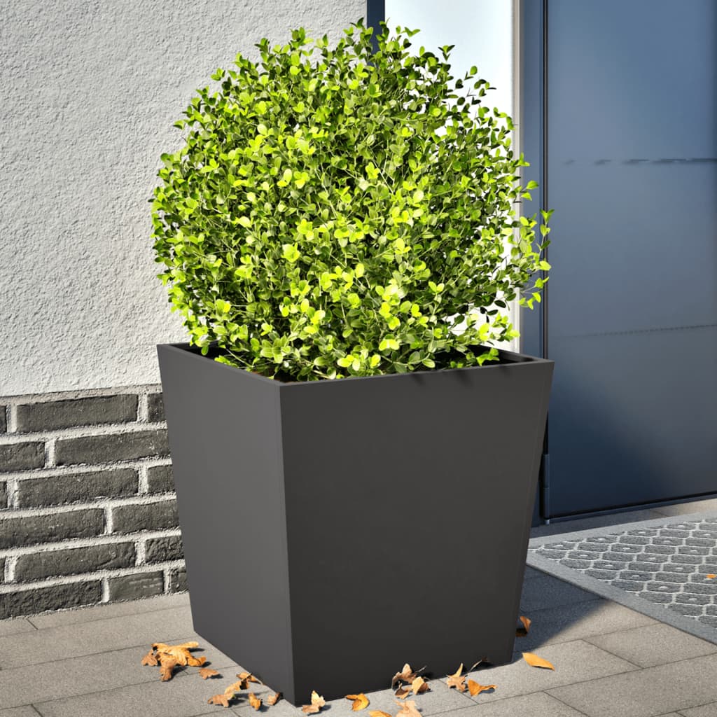 vidaXL Donice ogrodowe, czarne, 2 szt., 50x50x50 cm, stal