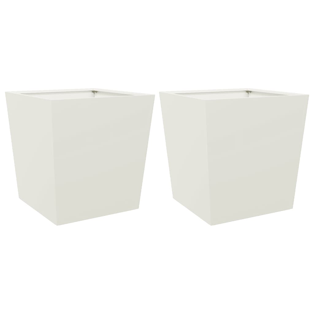 vidaXL Donice ogrodowe, białe, 2 szt., 50x50x50 cm, stal