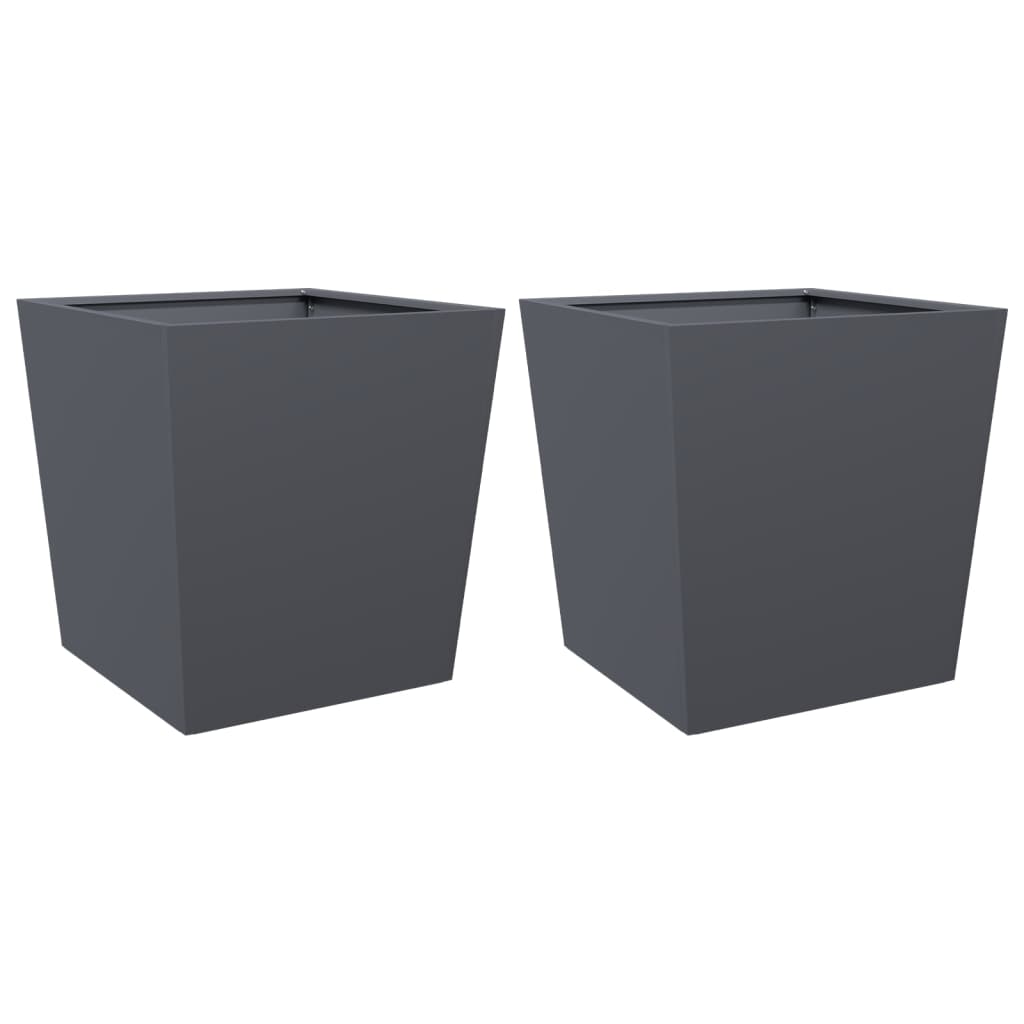 vidaXL Donice ogrodowe, antracytowe, 2 szt., 50x50x50 cm, stal