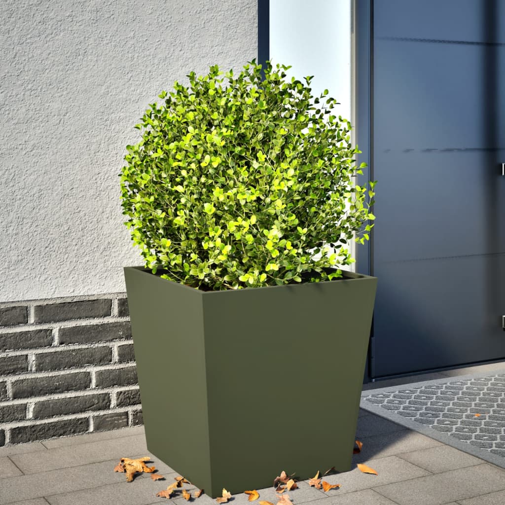 vidaXL Donica ogrodowa, oliwkowozielona, 50x50x50 cm, stalowa