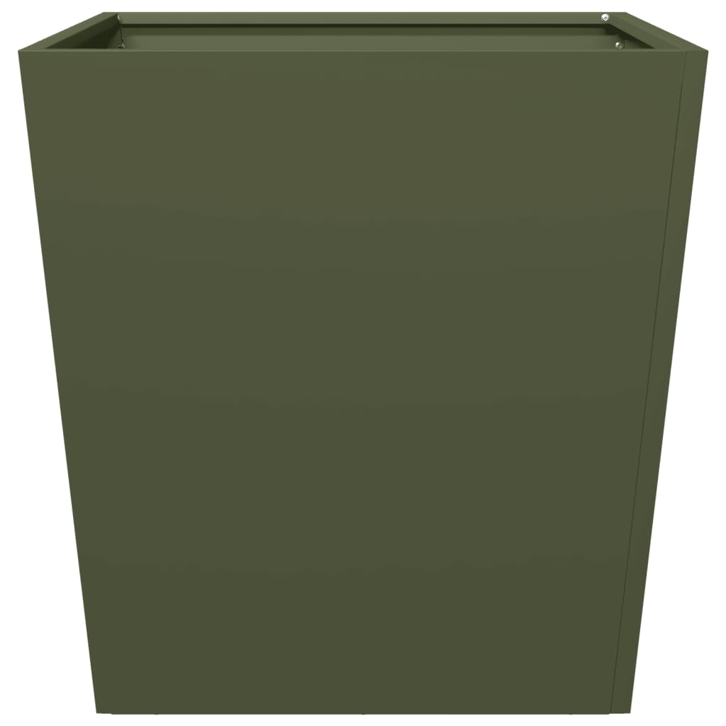 vidaXL Donice ogrodowe, 2 szt., oliwkowe, 50x50x50 cm, stal