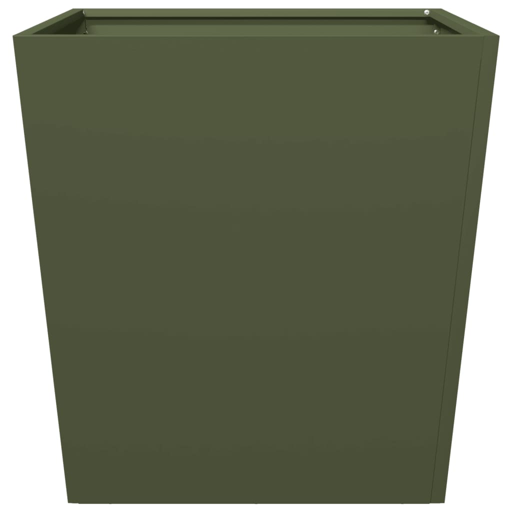 vidaXL Donice ogrodowe, 2 szt., oliwkowe, 50x50x50 cm, stal