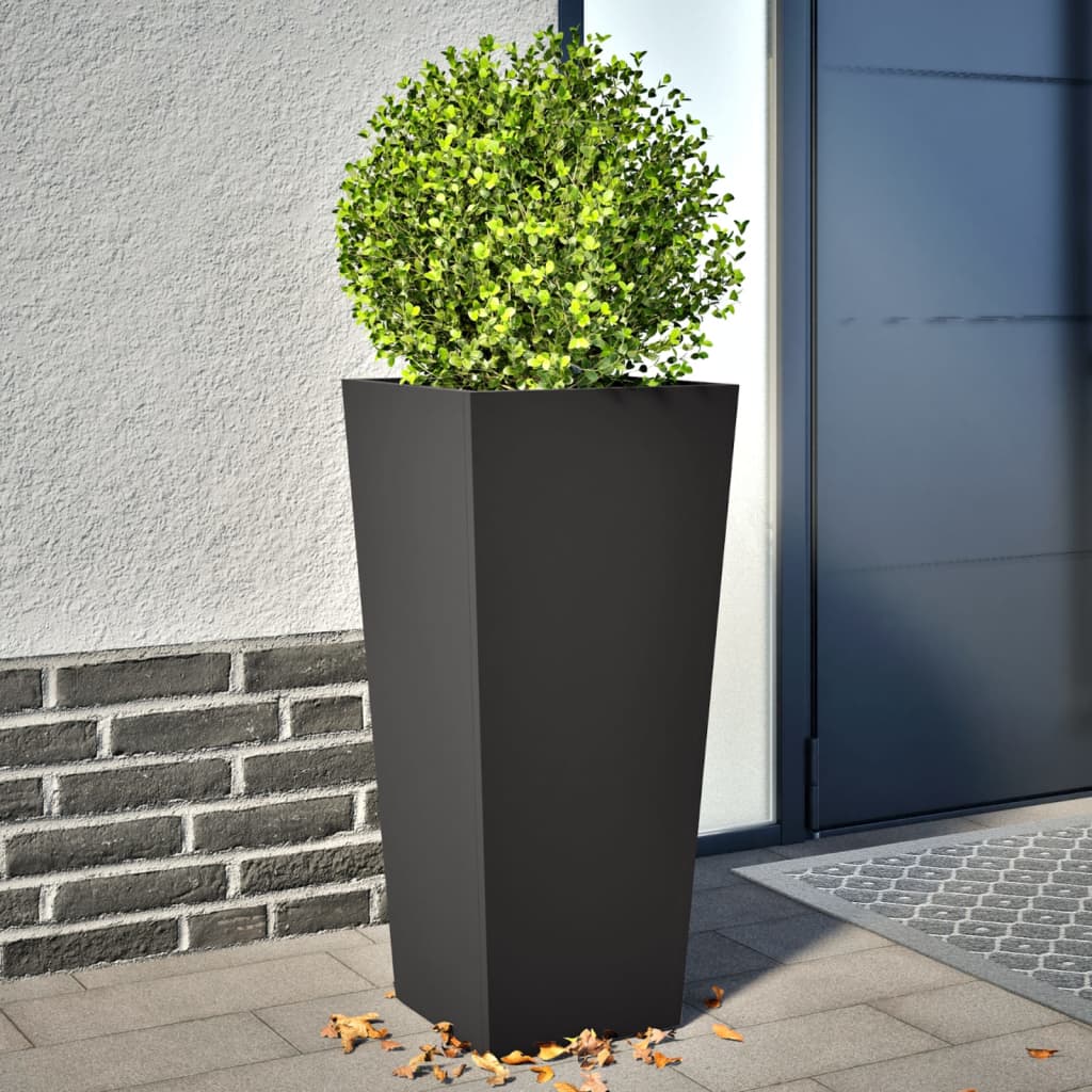 vidaXL Donice ogrodowe, 2 szt., czarne, 35x35x75 cm, stalowe