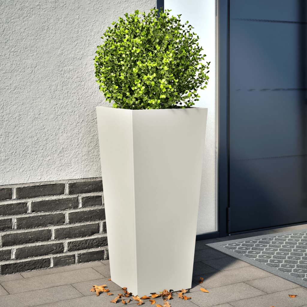vidaXL Donice ogrodowe, 2 szt., białe, 35x35x75 cm, stalowe