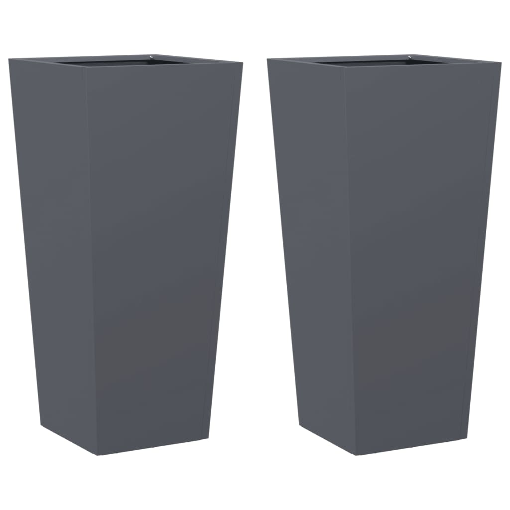 vidaXL Donice ogrodowe, 2 szt., antracytowe, 35x35x75 cm, stalowe