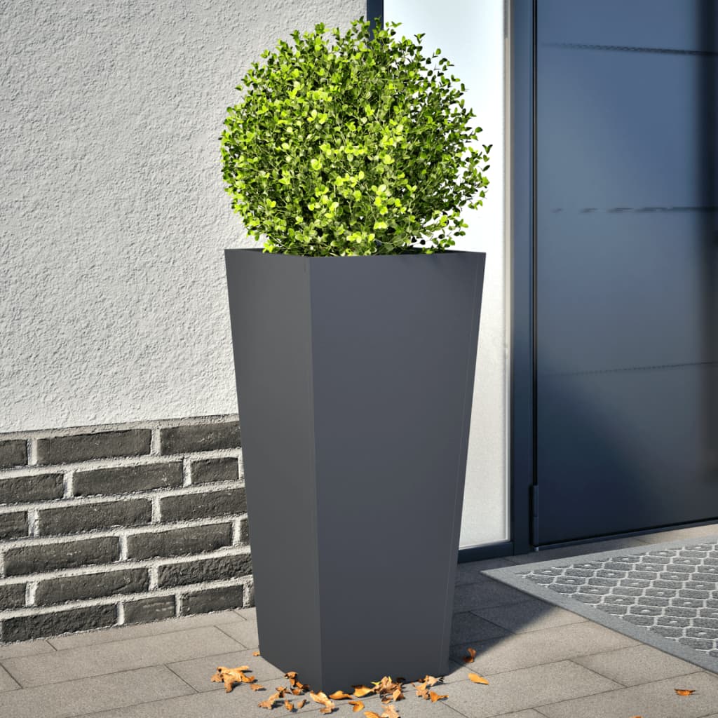 vidaXL Donice ogrodowe, 2 szt., antracytowe, 35x35x75 cm, stalowe