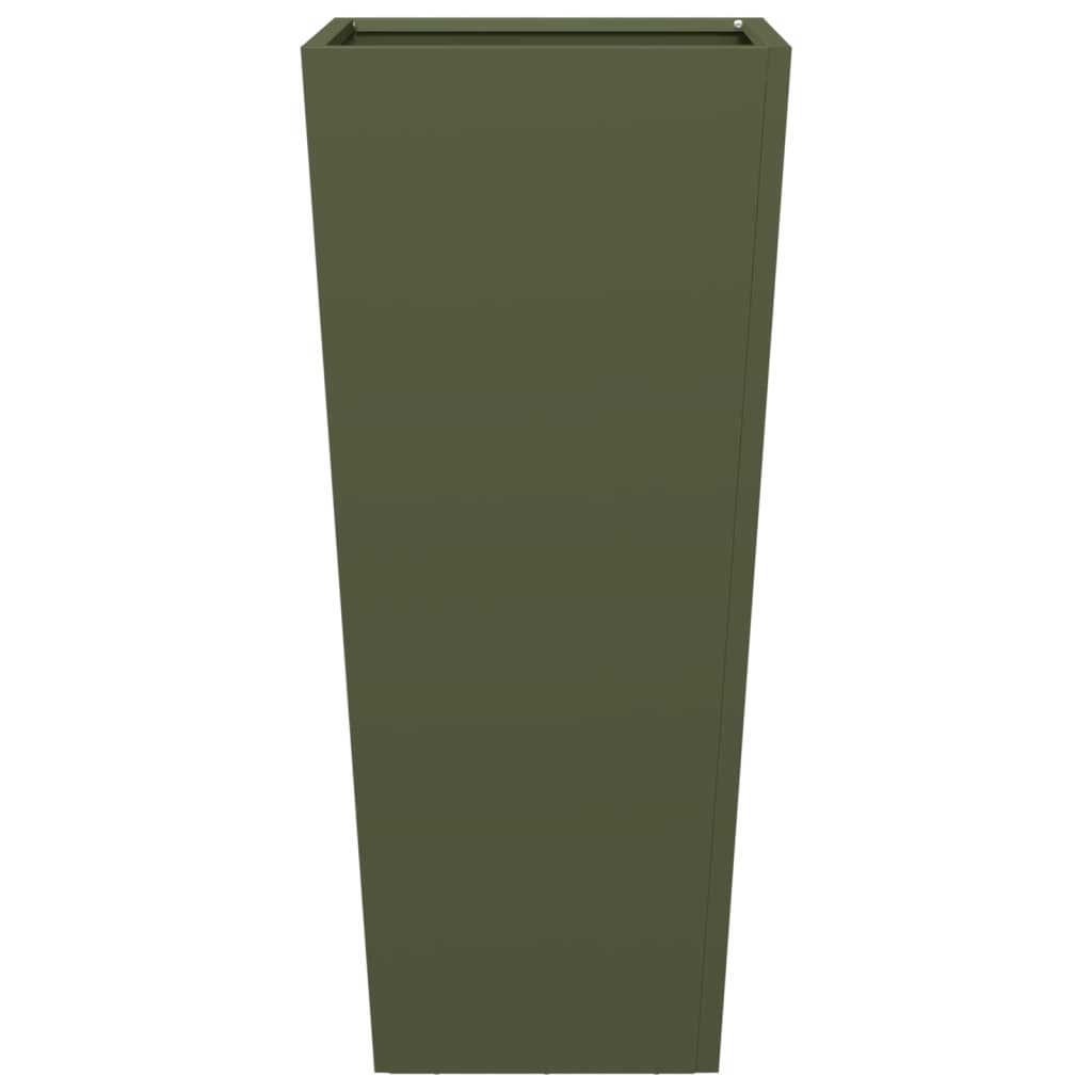 vidaXL Donica ogrodowa, oliwkowozielona, 35x35x75 cm, stalowa