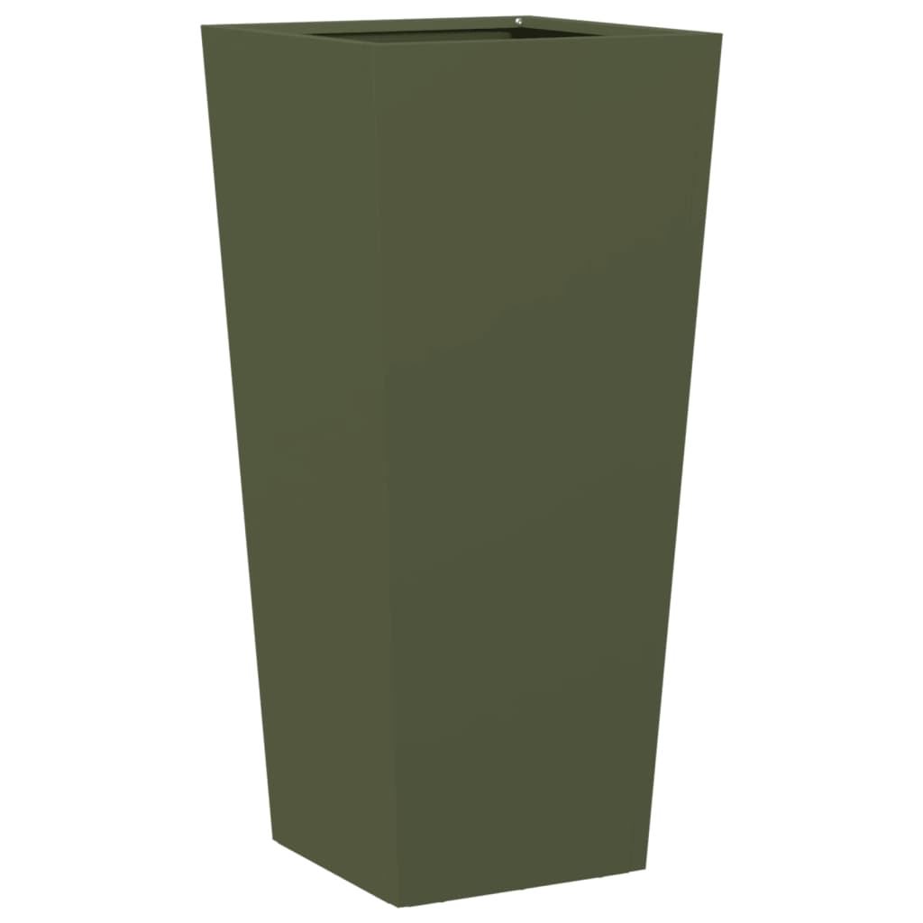 vidaXL Donice ogrodowe, 2 szt., oliwkowozielone, 35x35x75 cm, stalowe