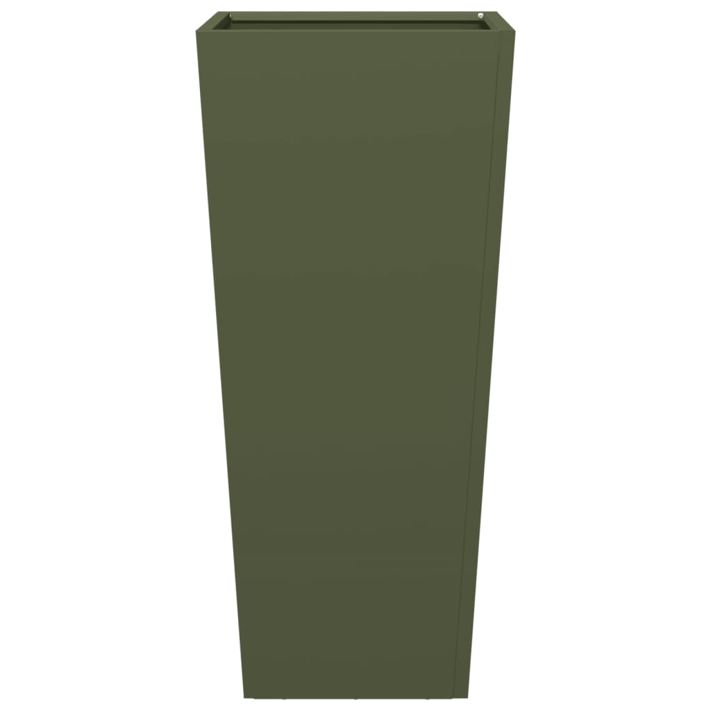 vidaXL Donice ogrodowe, 2 szt., oliwkowozielone, 35x35x75 cm, stalowe