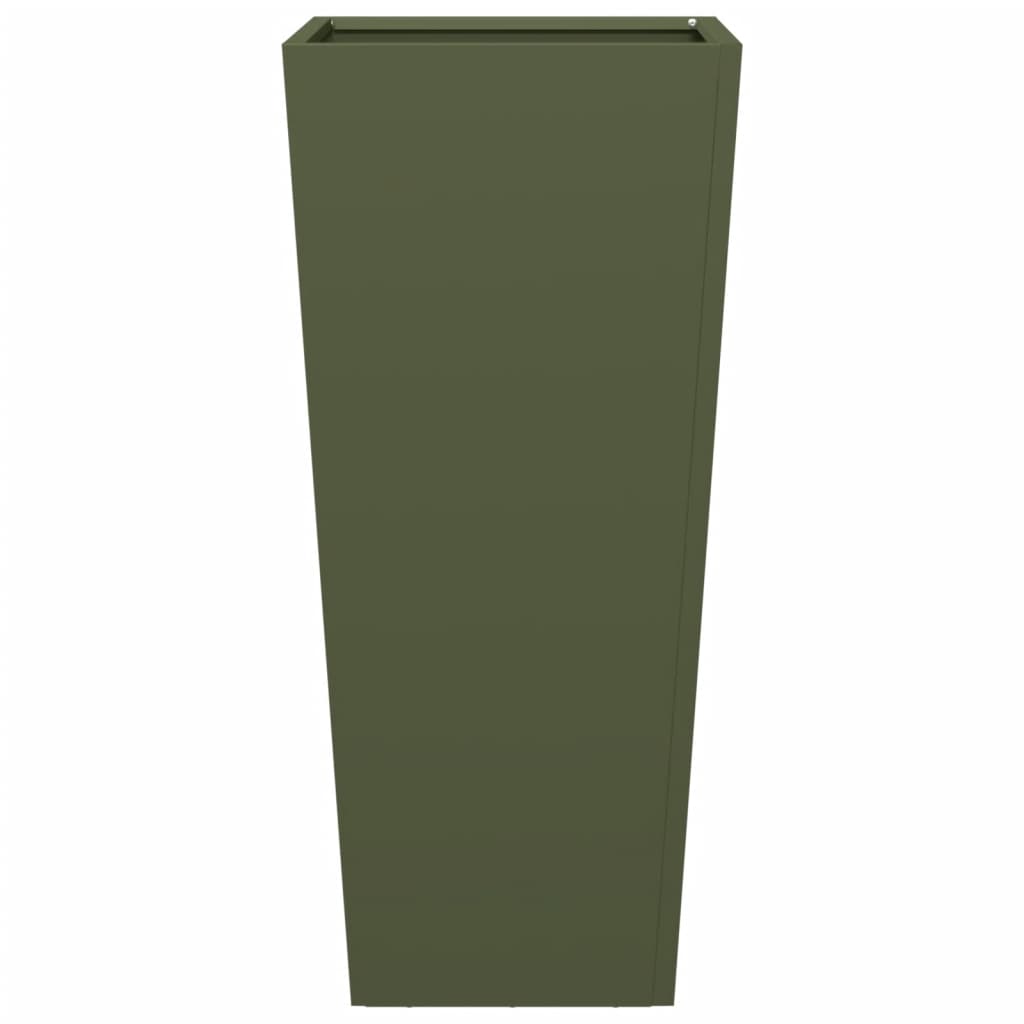 vidaXL Donice ogrodowe, 2 szt., oliwkowozielone, 35x35x75 cm, stalowe