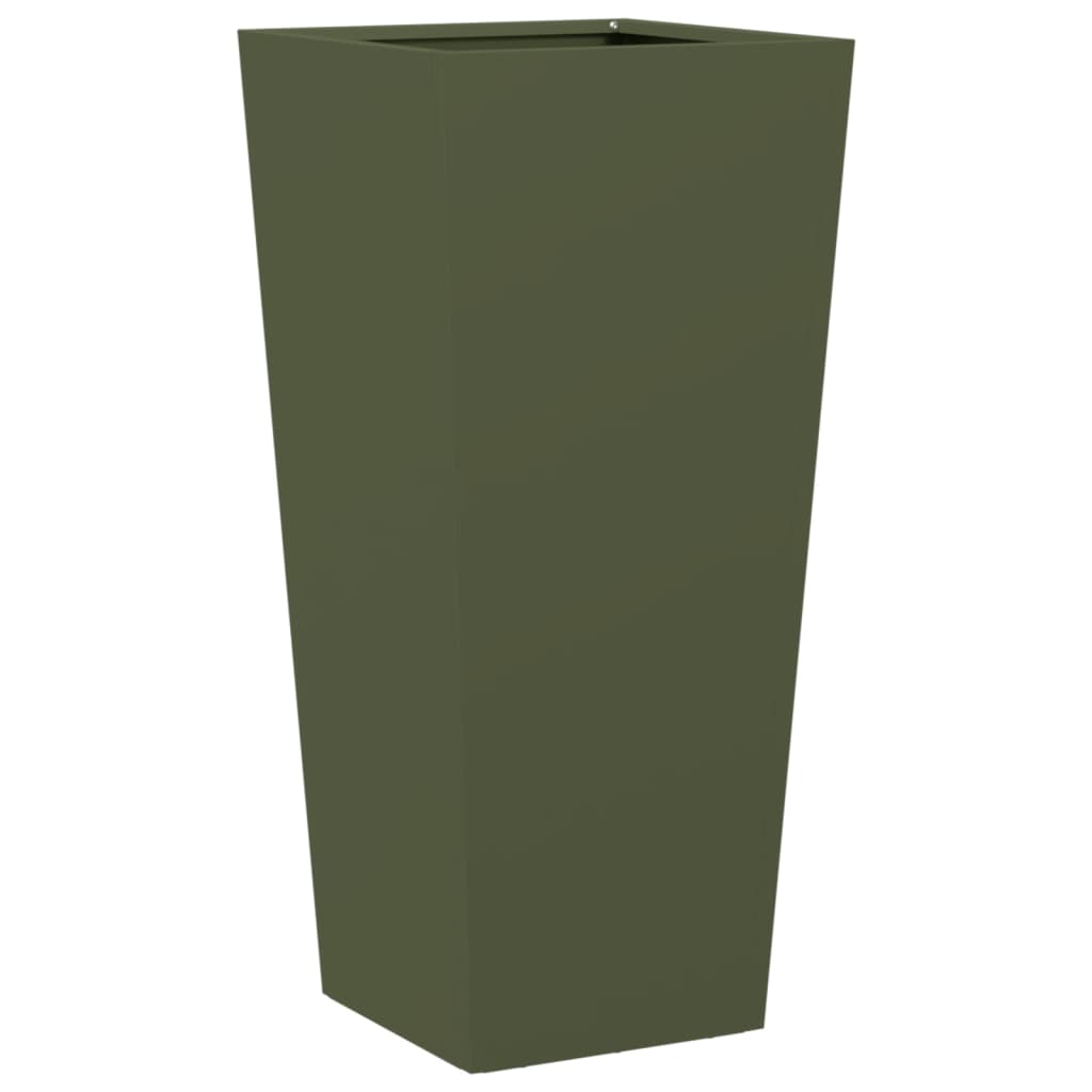 vidaXL Donice ogrodowe, 2 szt., oliwkowozielone, 35x35x75 cm, stalowe