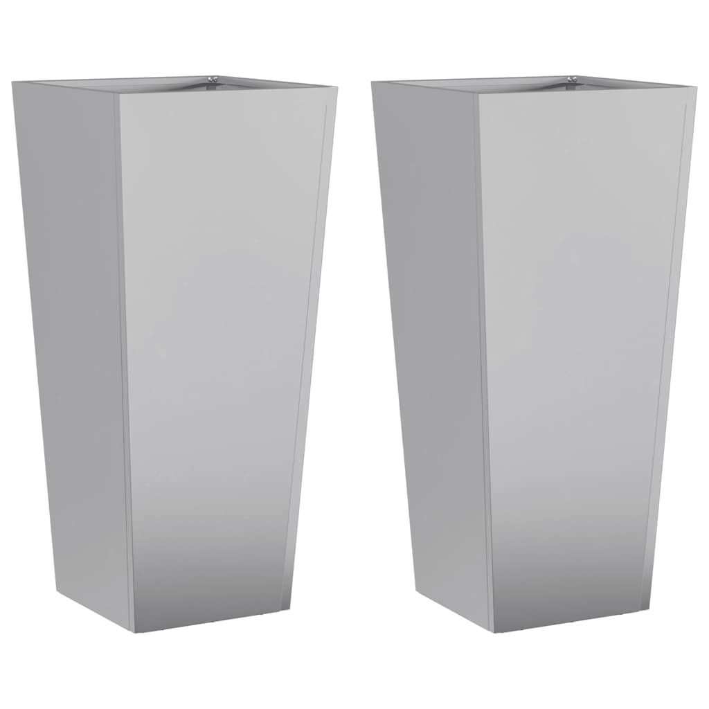 vidaXL Donice ogrodowe, 2 szt., 35x35x75 cm, stal galwanizowana
