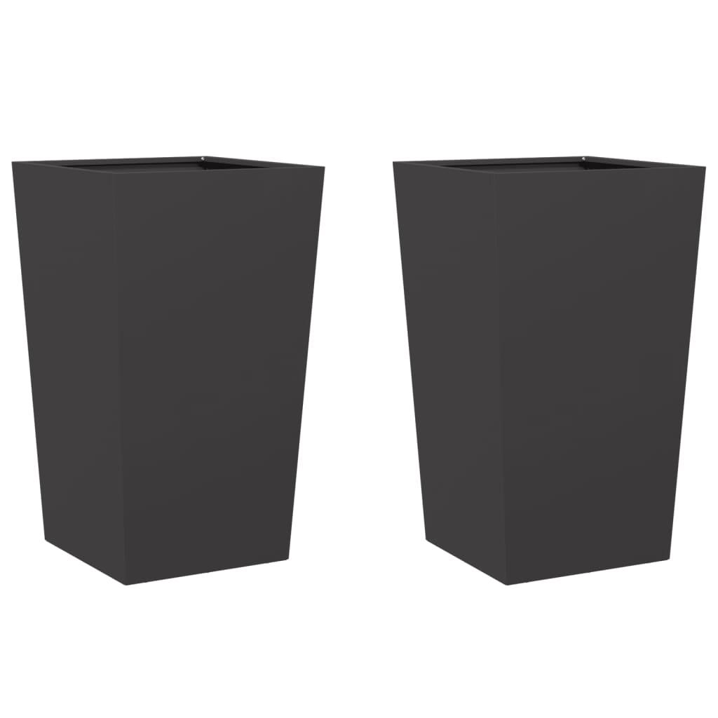 vidaXL Donice ogrodowe, 2 szt., czarne, 45x45x75 cm, stalowe