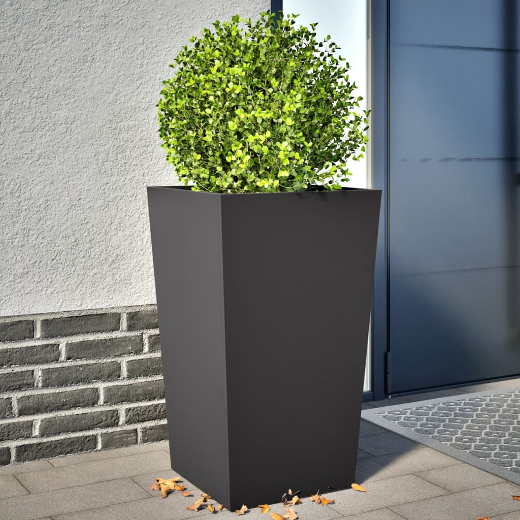 vidaXL Donice ogrodowe, 2 szt., czarne, 45x45x75 cm, stalowe