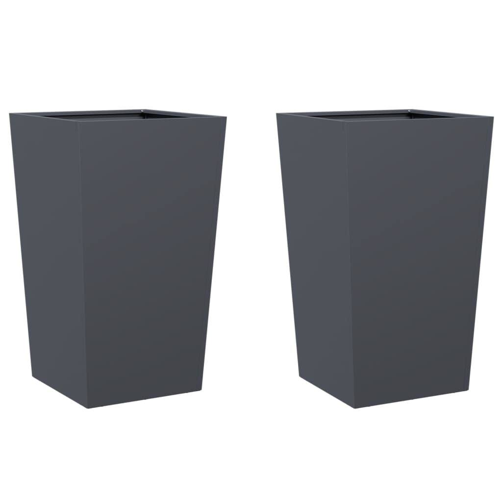 vidaXL Donice ogrodowe, 2 szt., antracytowe, 45x45x75 cm, stalowe