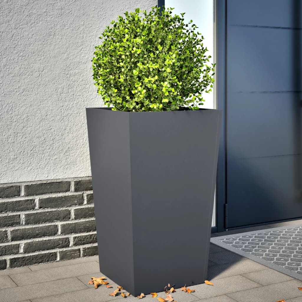 vidaXL Donice ogrodowe, 2 szt., antracytowe, 45x45x75 cm, stalowe