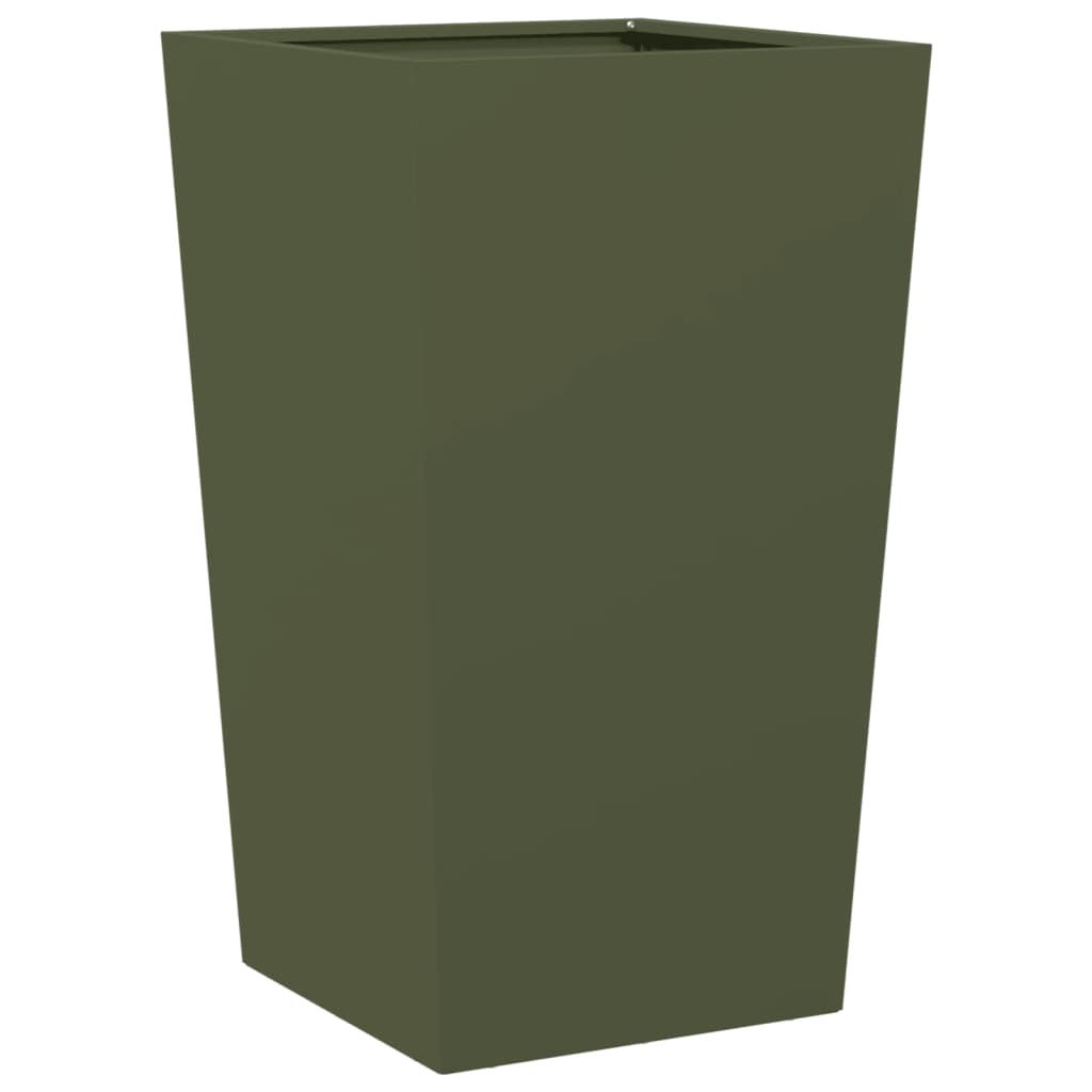 vidaXL Donica ogrodowa, oliwkowozielona, 45x45x75 cm, stalowa