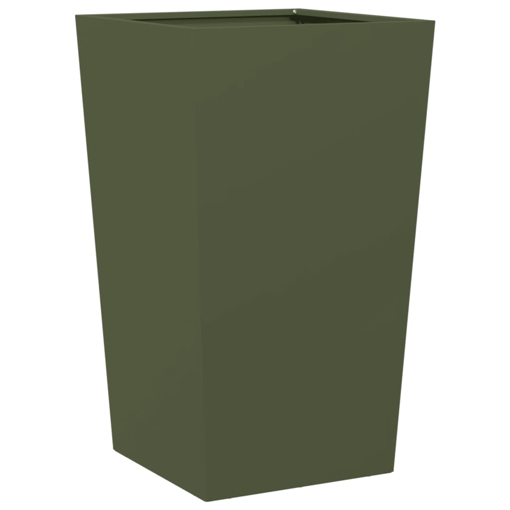 vidaXL Donice ogrodowe, 2 szt., oliwkowe, 45x45x75 cm, stal