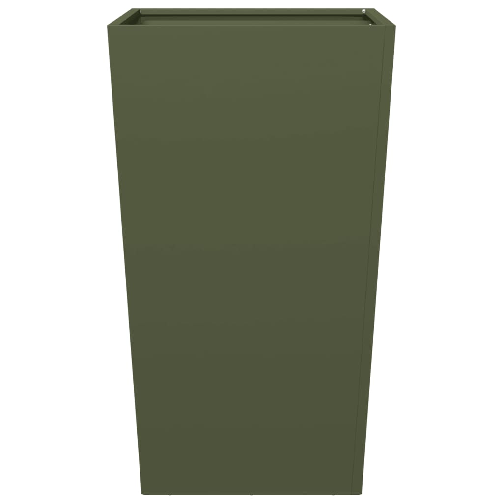 vidaXL Donice ogrodowe, 2 szt., oliwkowe, 45x45x75 cm, stal