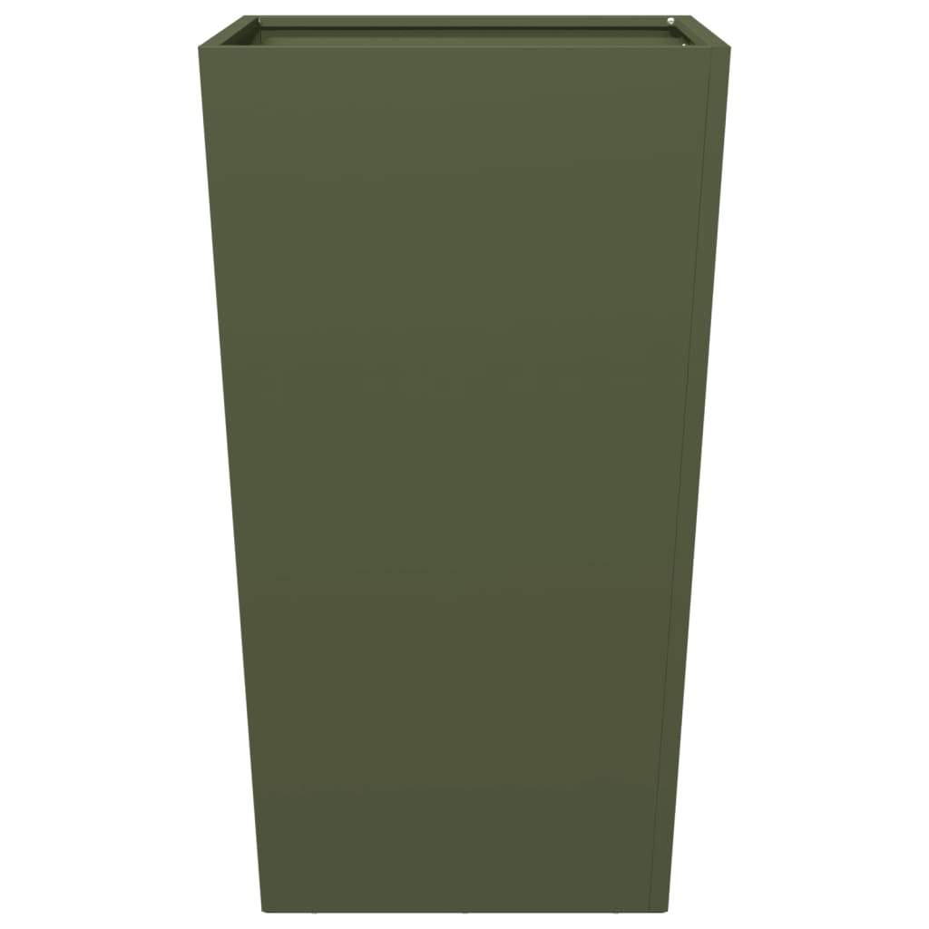 vidaXL Donice ogrodowe, 2 szt., oliwkowe, 45x45x75 cm, stal