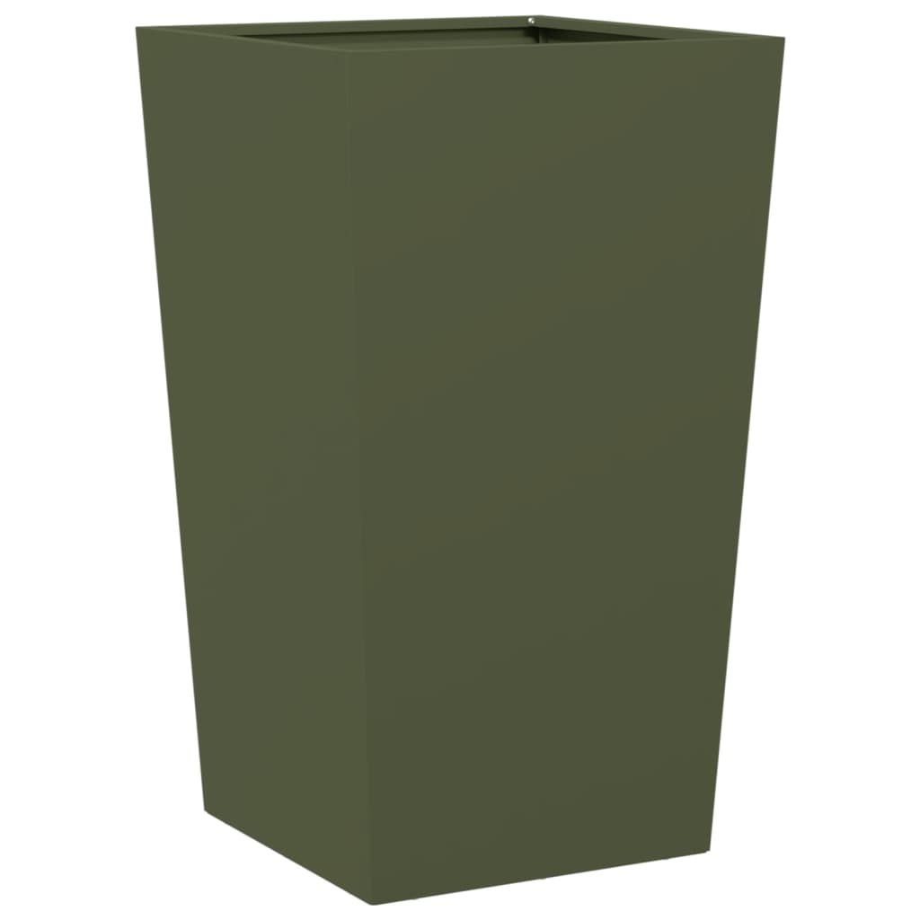 vidaXL Donice ogrodowe, 2 szt., oliwkowe, 45x45x75 cm, stal