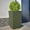 vidaXL Donice ogrodowe, 2 szt., oliwkowe, 45x45x75 cm, stal