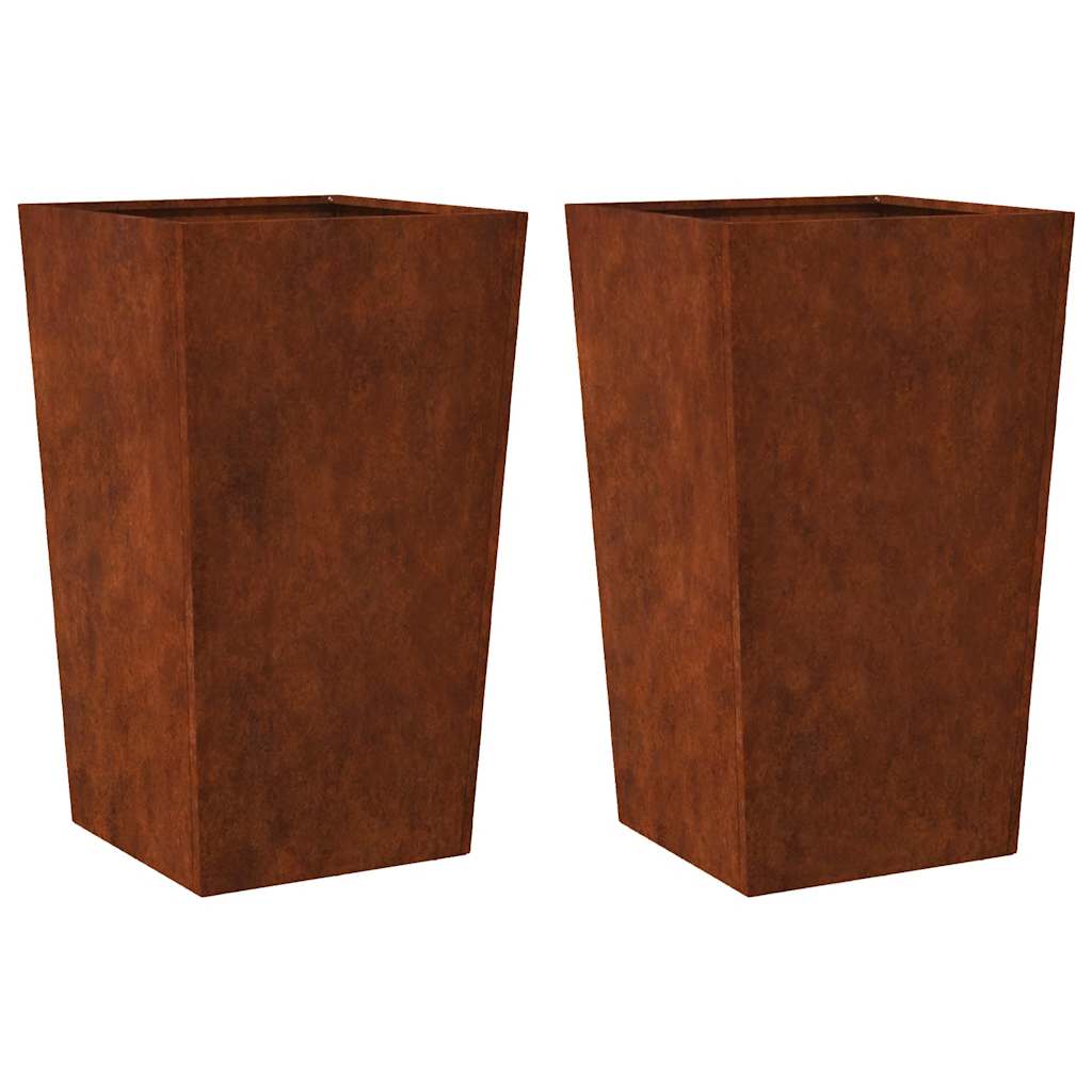 vidaXL Doniczki ogrodowe 2 szt. 45x45x75 cm Stal kortenowska