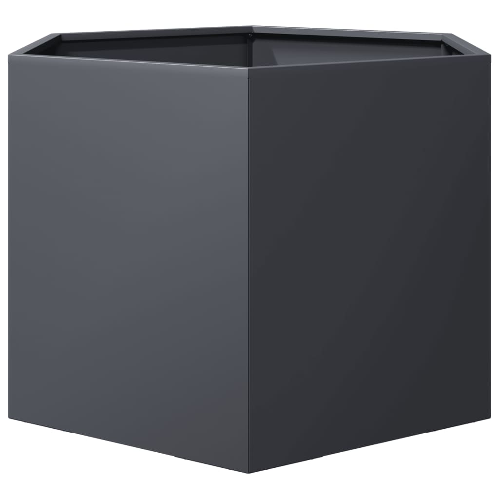 vidaXL Donica ogrodowa, antracytowa, sześciokątna, 69x60x45 cm, stal