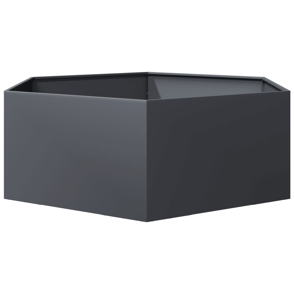 vidaXL Donica ogrodowa, antracytowa, sześciokątna, 138x120x45 cm, stal